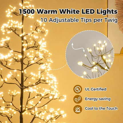 Dreamade 5/6/7 FT LED Alpine Tree with 1000 Warm White LED Lights, Pre-lit Artificial Cedar with Weighted Base