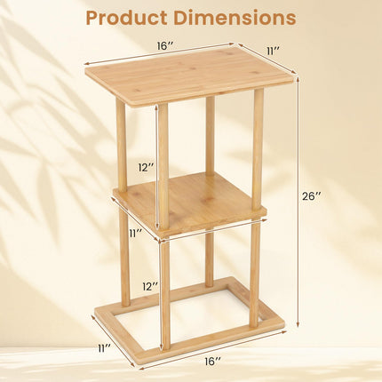 Dreamade 2 Pieces Bamboo Side Table with Storage Shelves