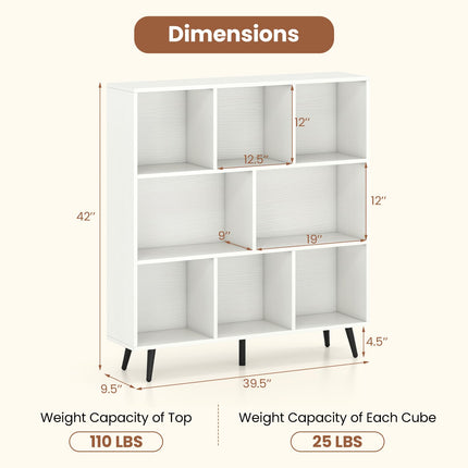 Dreamade 3 Tier Modern Bookshelf with 5 Metal Legs for Living Room