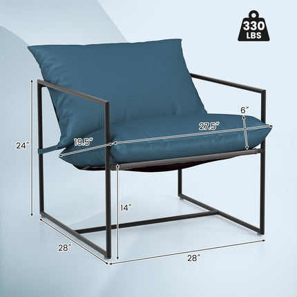 Dreamade Accent Chairs for Living Room - Metal Framed Armchair with Removable Sponge Cushion, Sling Accent Chair Set of 2