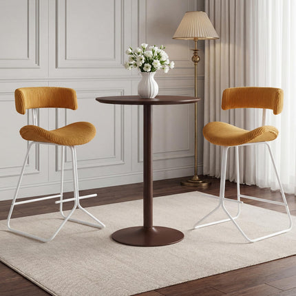 Dreamade 25" Fabric Upholstered Armless Counter Height Chairs with Metal Legs & Footrest