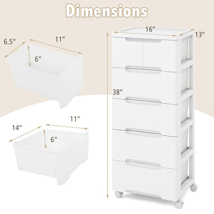 Dreamade Plastic Rolling Storage Drawer Cart on Wheels