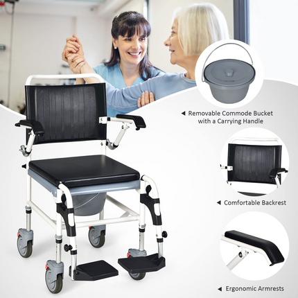 Dreamade 4-in-1 Bedside Commode Shower Wheelchair