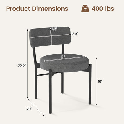Dreamade Boucle Dining Chairs Set of 2/4, Sherpa Upholstered Kitchen Chairs w/Curved Backrest, Padded Seat & Metal Legs