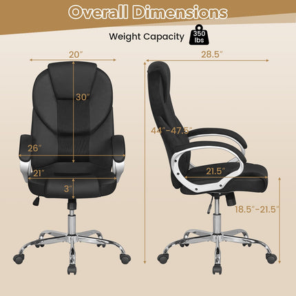 Dreamade Leather Office Chair | Ergonomic Mesh Executive Chair with Padded Armrests & Rocking Backrest