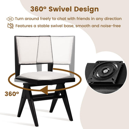 Dreamade Swivel Dining Chairs Set of 2/4, Faux Sherpa Kitchen Chairs w/Rubber Wood Frame
