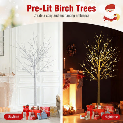 Dreamade 4/5/6 FT Pre-Lit Artificial Christmas Trees with 216 Warm White LEDs ( Set of 3 )