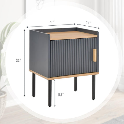 Dreamade Nightstand with Storage, Bedside Table with Single Door Cabinet, Small Space, Gray