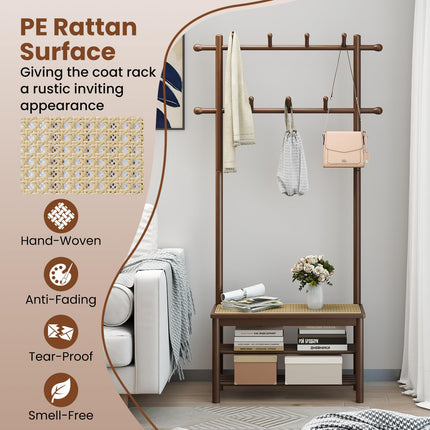 Dreamade 3-in-1 Hall Tree with Bench and Shoe Storage Narrow Mudroom Storage Organizer