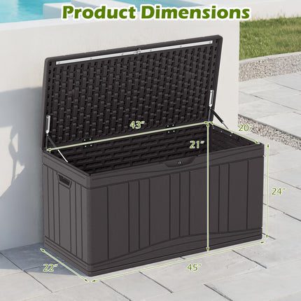 Dreamade 80 Gallon Patio HDPE Storage Bin with Gas Struts & Lock-Compatible Lid