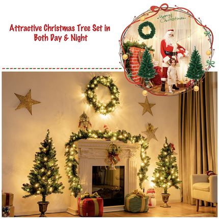 Dreamade Pre-lit Holiday Christmas 4-Piece Set, Christmas Garland - DreamadeUS