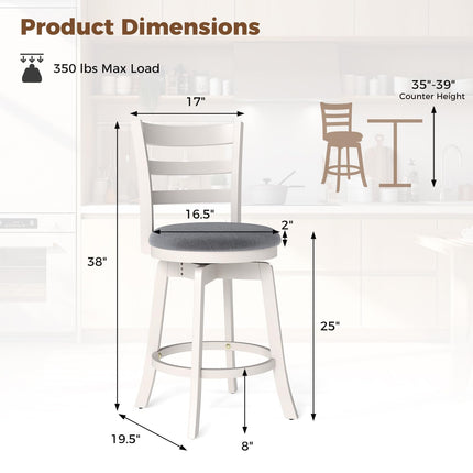 Dreamade 25" Counter Height Stools Set of 2/4 with Fabric Upholstered Seat