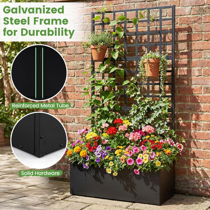 Dreamade 36" x 16" x 77" Metal Raised Garden Bed with Trellis