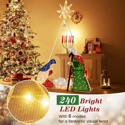 Dreamade 6 FT Lighted Nativity Scene, Holy Family Set Christmas Decoration with 240 LED Lights