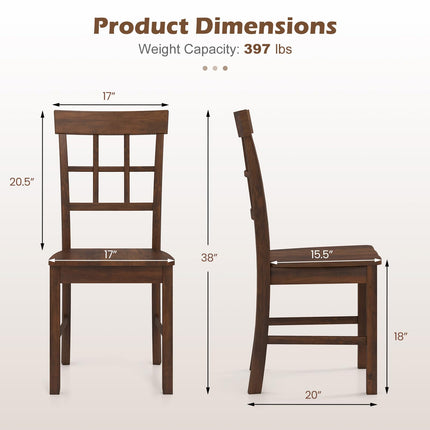 Dreamade Armless Wooden Dining Chairs Set of 2/4 with Solid Rubber Wood Frame