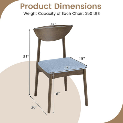 Dreamade Wooden Dining Chairs Set of 2/4 Linen Fabric Upholstered Kitchen Chairs