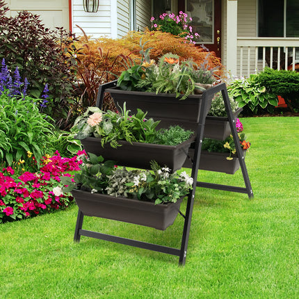 Dreamade Set of 2 Vertical Raised Garden Bed, 5 Planter Boxes Container w/ Drainage Holes