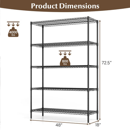 Dreamade 5-Tier Metal Storage Shelving Unit with V-Shaped Wire Rack