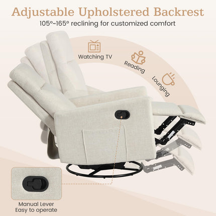 Dreamade 360° Nursery Recliner Chair with Adjustable Cushioned Back