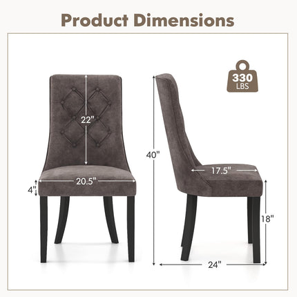 Dreamade Tufted Dining Chairs, Upholstered Kitchen Chairs w/High Backrest, Rubber Wood Legs