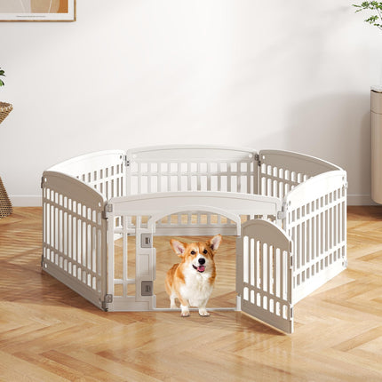 Dreamade 6/12 Panel Dog Playpen 24'' Tall Plastic Pet Fence with Lockable Door