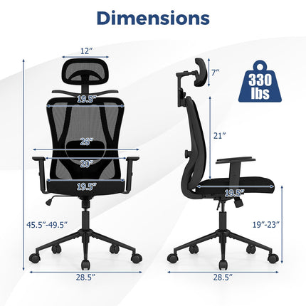 Dreamade Ergonomic Office Chair with 3D Headrest and Reclining Backrest