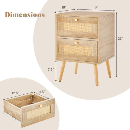 Dreamade Rattan Nightstand Set of 2