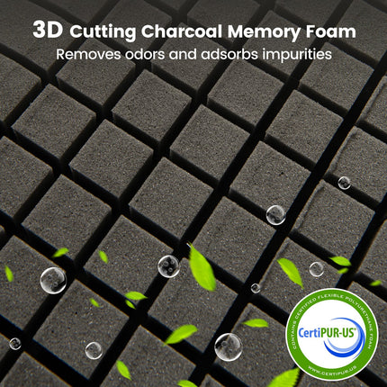 Dreamade Charcoal Memory Foam Pillow 2 Pack, 3D Cutting Ventilated Pillows with Washable Cover, Back & Side Sleeper Pillows