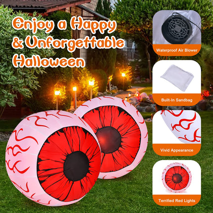 DREAMADE 3 FT Halloween Inflatable Eyeballs 2 Pack Lighted Bloodshot Eyes