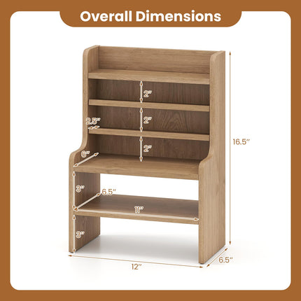 Dreamade Desktop Bookshelf | 16.5" Desk Hutch Dorm with Open Cubes