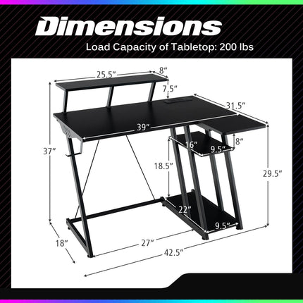 Dreamade L Shaped Gaming Desk with Outlets & USB Ports, Small Computer Desk with Monitor Shelf