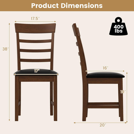 Dreamade Wooden Dining Chairs Set of 2/4, PU Leather Upholstered Kitchen Chairs w/Rubber Wood Frame