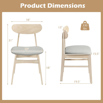 Dreamade Wooden Dining Chairs Set of 2/4 Upholstered Kitchen Chairs with Rubber Wood Legs
