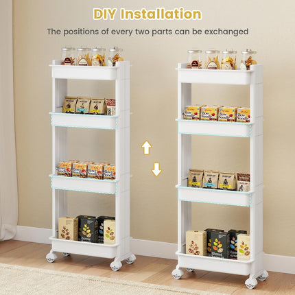 Dreamade 4-Tier Slim Rolling Storage Cart for Kitchen