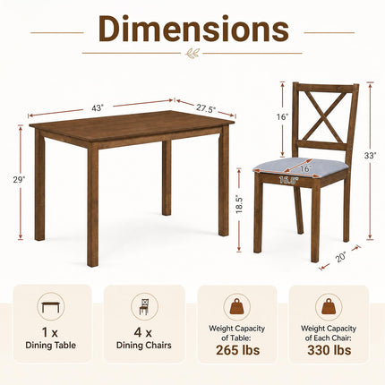 Dreamade Dining Table Set with X-Shaped Backrest for Small Space