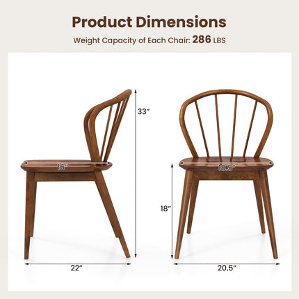 Dreamade Wooden Dining Chairs Set of 2/4, Windsor Kitchen Chairs w/High Spindle Back & Rubber Wood Legs
