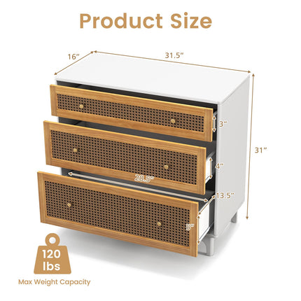 Dreamade 3-Drawer Dresser Chest for Bedroom - Storage Chest of Drawers with Anti-toppling Device