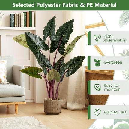 Dreamade 63" Tall Fake Pre-Potted Plant w/ 11 Faux Leaves & Bendable Stems