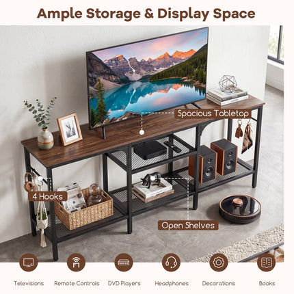 Dreamade 3-Tier TV Stand for TVs up to 65 Inch with Open Storage Shelves