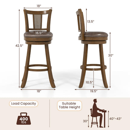 Dreamade 30" Upholstered Leathaire Farmhouse Barstools for Kitchen Island Dining Room Pub