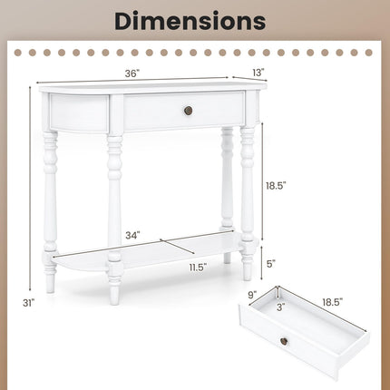 Dreamade 36" Wooden Entryway Table with Storage Drawer & Open Shelf