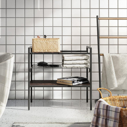 Dreamade 3-Tier Storage Rack, 24" Compact Shelving Unit Storage Shelves with Unique Removable Panel for Different Heights