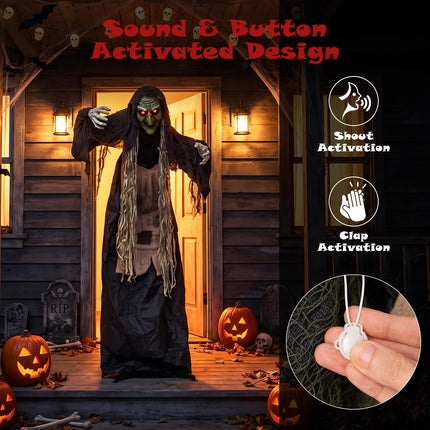 DREAMADE 5.3 FT Standing Halloween Witch w/ Creepy Sounds
