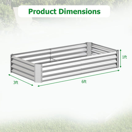 Dreamade 6 x 3 x 1 FT Galvanized Rectangular Metal Raised Garden Bed (1/2)