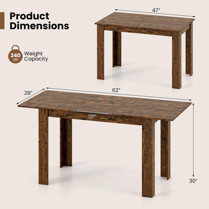 Dreamade 47"-62" Extendable Dining Room Table for 4-8