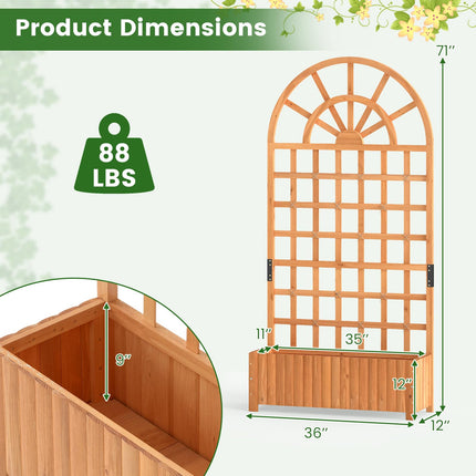 Dreamade Wooden Raised Garden Bed with Trellis 71" Outdoor Planter Box Privacy Screen
