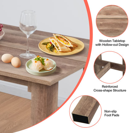 Dreamade 5 Pieces Dining Table Set, Rectangular Counter Height Table w/ 4 Metal Bar Stools
