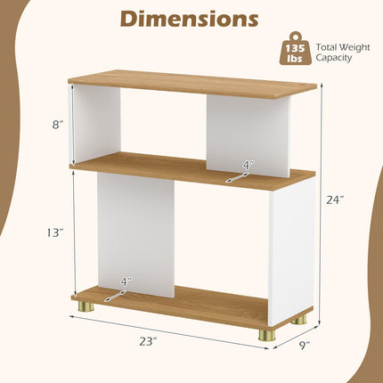 Dreamade 3-Tier Geometric S Shaped Bookcase with Open Storage Shelves (1/2)
