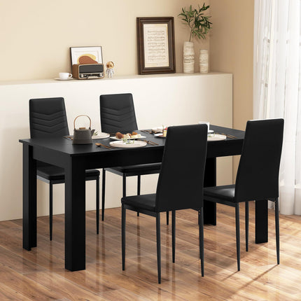 Dreamade Dining Table Set for 4 or 8, Modern Rectangular Kitchen Table Set w/ PVC Leather Dining Chairs