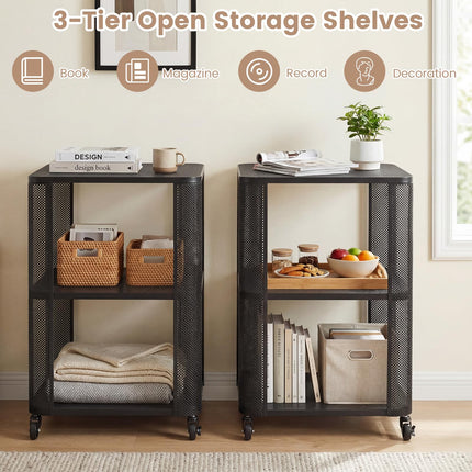 Dreamade 3-Tier End Table | Rolling Side Table w/Open Storage Shelves (1/2)
